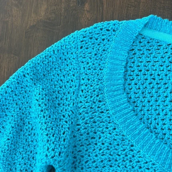 Free People Beach Blue Cropped Knit Cardigan - Picture 9 of 12